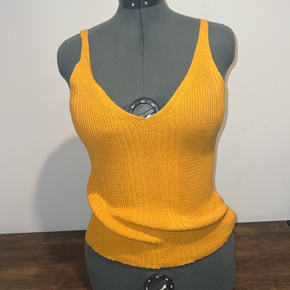 Anthropologie Golden Yellow Ribbed Knit Tank Top